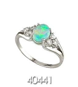 Silver Ring with Colorful Stone and Diamonds